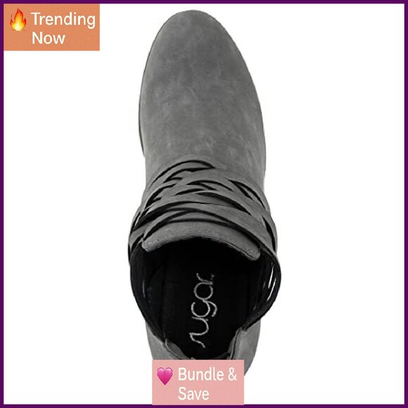 Women's Casual Ankle Bootie with Criss Cross Straps, 1.5" Heel - Picture 5 of 6